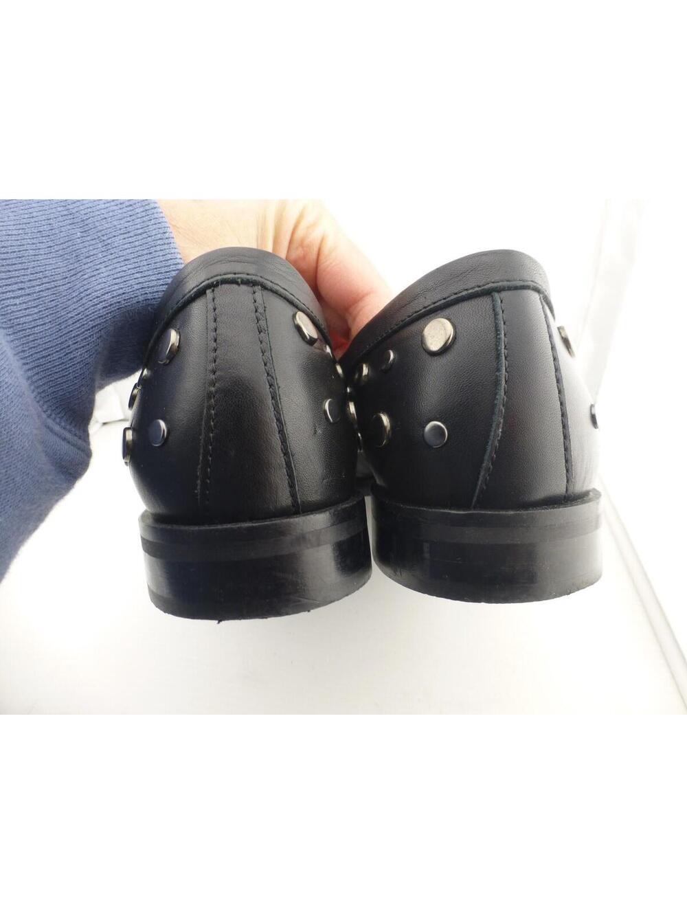 NAPOLEONI Women's Black Leather Studded Penny Loafers Flats EU 39 US 8.5 M3 - Picture 6 of 12